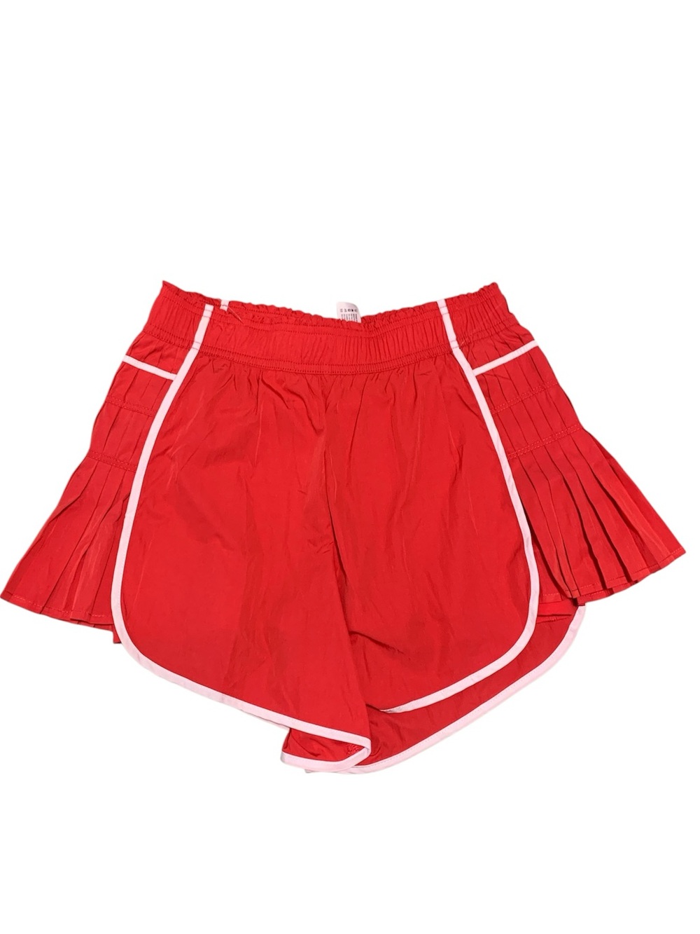 Yogalicious Red Pleated Athletic Shorts with White Trim